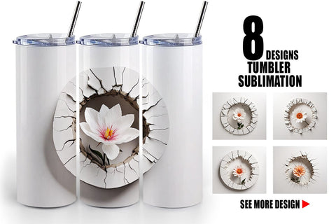 Tumbler Wrap 3D Flower and Wall Crack Sublimation artnoy 