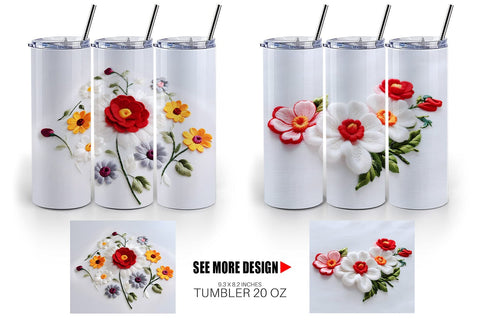 Tumbler Wrap 3D Flower Embroidered Sublimation artnoy 