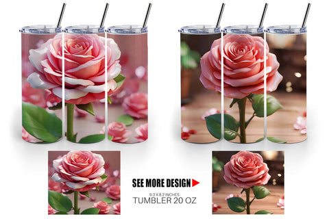Tumbler Wrap 3D Flower Rose Sublimation artnoy 