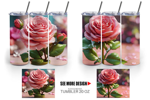 Tumbler Wrap 3D Flower Rose Sublimation artnoy 