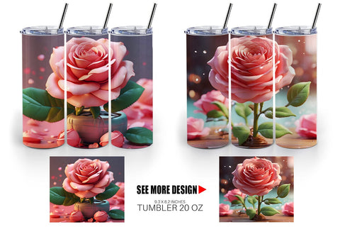 Tumbler Wrap 3D Flower Rose Sublimation artnoy 