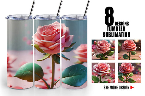Tumbler Wrap 3D Flower Rose Sublimation artnoy 
