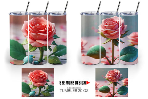 Tumbler Wrap 3D Flower Rose Sublimation artnoy 