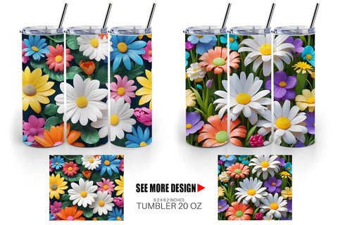 Tumbler Wrap 3D Flowers Colorful Sublimation artnoy 