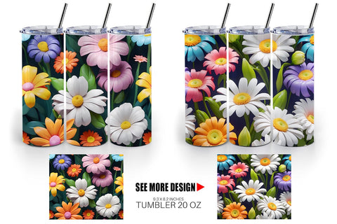 Tumbler Wrap 3D Flowers Colorful Sublimation artnoy 