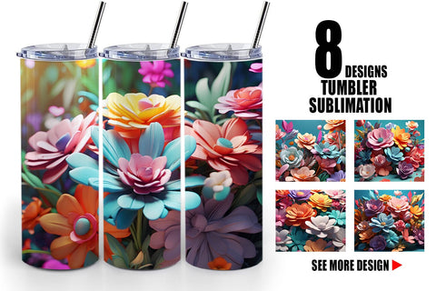 Tumbler Wrap 3D Flowers Pastel Color Sublimation artnoy 