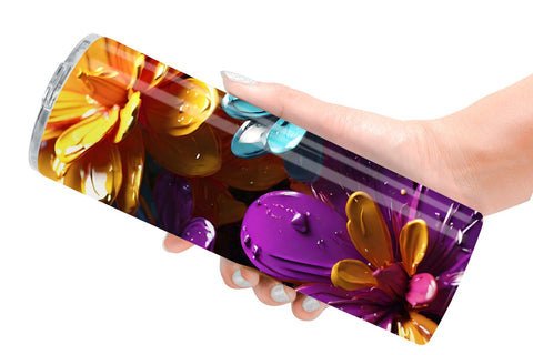 Tumbler Wrap 3D Flowers with Waterdrop Sublimation artnoy 