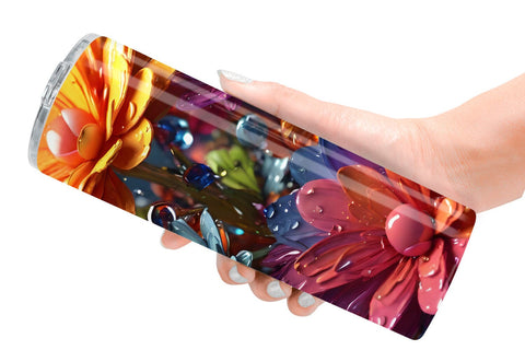 Tumbler Wrap 3D Flowers with Waterdrop Sublimation artnoy 