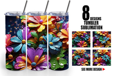 Tumbler Wrap 3D Flowers with Waterdrop Sublimation artnoy 
