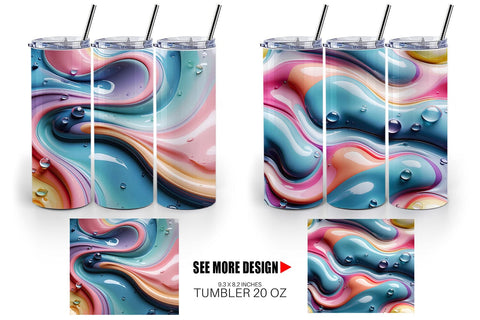Tumbler Wrap 3D Flowing Pastel Sublimation artnoy 