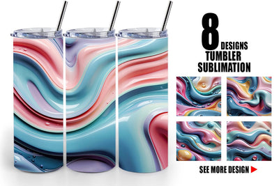 Tumbler Wrap 3D Flowing Pastel Sublimation artnoy 