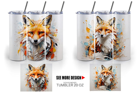Tumbler Wrap 3D Fox Painting Sublimation artnoy 