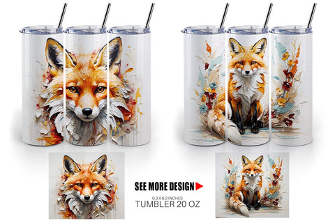 Tumbler Wrap 3D Fox Painting Sublimation artnoy 