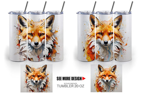 Tumbler Wrap 3D Fox Painting Sublimation artnoy 