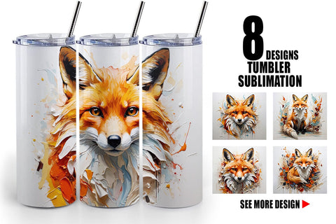 Tumbler Wrap 3D Fox Painting Sublimation artnoy 