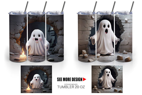 Tumbler Wrap 3D Ghost From Crack Hole Sublimation artnoy 
