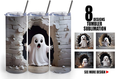 Tumbler Wrap 3D Ghost From Crack Hole Sublimation artnoy 