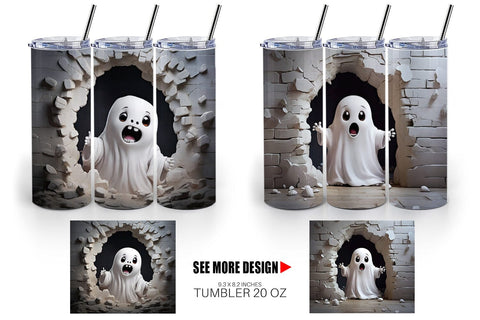 Tumbler Wrap 3D Ghost From Crack Hole Sublimation artnoy 