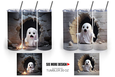 Tumbler Wrap 3D Ghost From Crack Hole Sublimation artnoy 