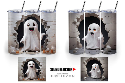 Tumbler Wrap 3D Ghost From Crack Hole Sublimation artnoy 