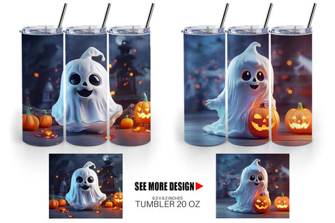 Tumbler Wrap 3D Ghost Halloween Sublimation artnoy 