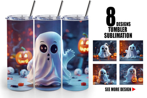 Tumbler Wrap 3D Ghost Halloween Sublimation artnoy 