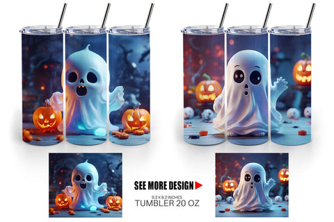 Tumbler Wrap 3D Ghost Halloween Sublimation artnoy 
