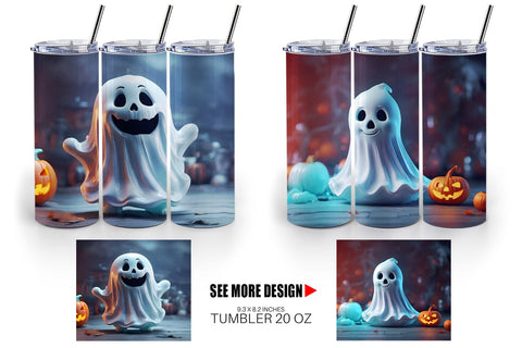 Tumbler Wrap 3D Ghost Halloween Sublimation artnoy 