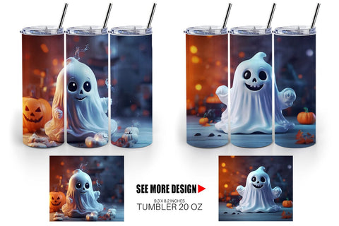 Tumbler Wrap 3D Ghost Halloween Sublimation artnoy 