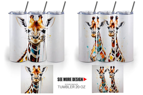 Tumbler Wrap 3D Giraffe Painting Sublimation artnoy 