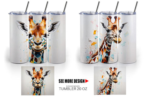 Tumbler Wrap 3D Giraffe Painting Sublimation artnoy 