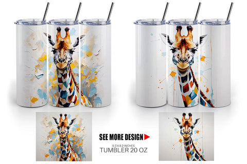 Tumbler Wrap 3D Giraffe Painting Sublimation artnoy 