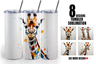 Tumbler Wrap 3D Giraffe Painting Sublimation artnoy 