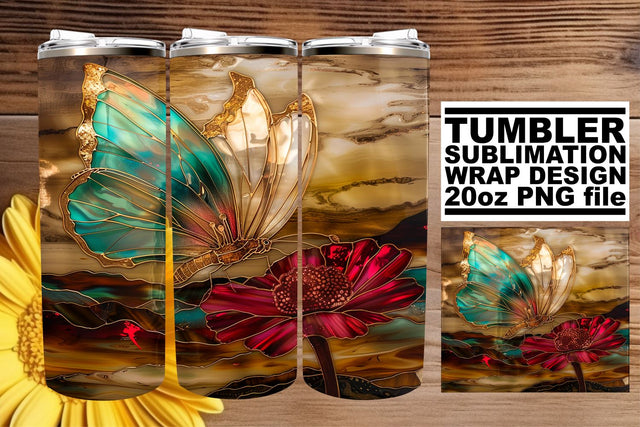 Tumbler Wrap 3D Glitter Butterfly Sublimation afrosvg 