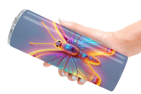 Tumbler Wrap 3D Glowing Butterfly Sublimation artnoy 