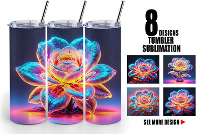 Tumbler Wrap 3D Glowing Flower Sublimation artnoy 