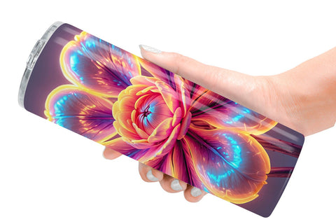 Tumbler Wrap 3D Glowing Flower Sublimation artnoy 