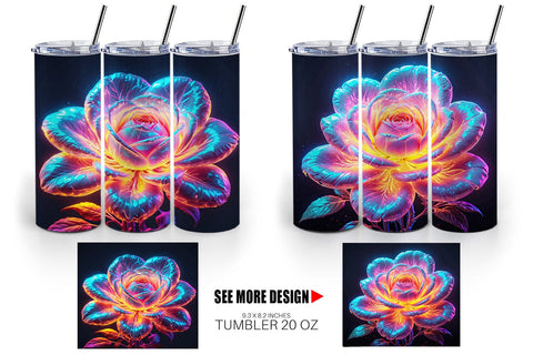 Tumbler Wrap 3D Glowing Flower Sublimation artnoy 
