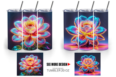 Tumbler Wrap 3D Glowing Flower Sublimation artnoy 