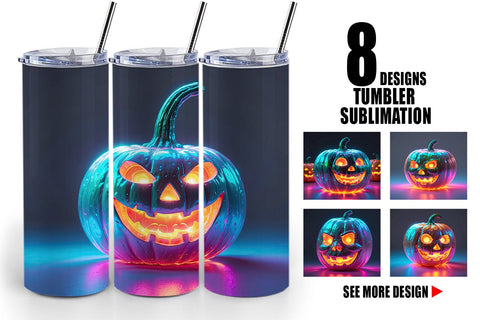 Tumbler Wrap 3D Glowing Jack O Lantern Sublimation artnoy 
