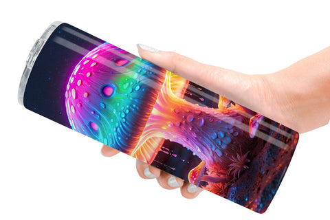 Tumbler Wrap 3D Glowing Mushroom Sublimation artnoy 