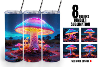 Tumbler Wrap 3D Glowing Mushroom Sublimation artnoy 