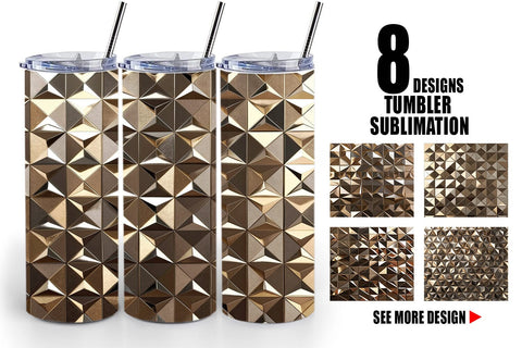 Tumbler Wrap 3D Gold Polygonal Sublimation artnoy 