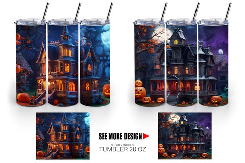 Tumbler Wrap 3D Haunted House Sublimation artnoy 