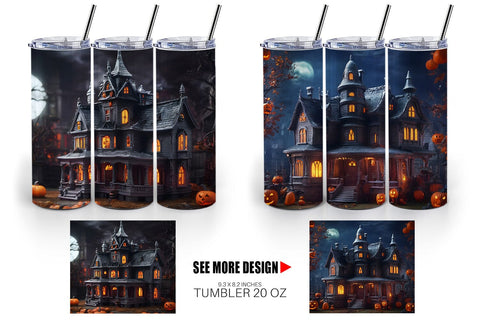 Tumbler Wrap 3D Haunted House Sublimation artnoy 