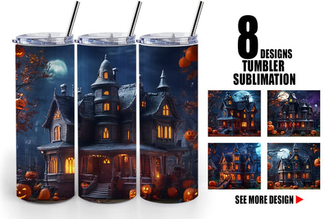 Tumbler Wrap 3D Haunted House Sublimation artnoy 