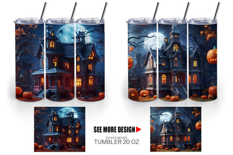 Tumbler Wrap 3D Haunted House Sublimation artnoy 