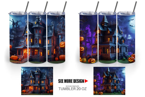 Tumbler Wrap 3D Haunted House Sublimation artnoy 