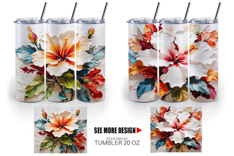 Tumbler Wrap 3D Hibiscus Flower Sublimation artnoy 