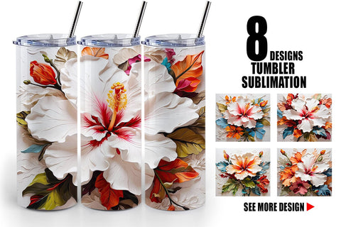 Tumbler Wrap 3D Hibiscus Flower Sublimation artnoy 